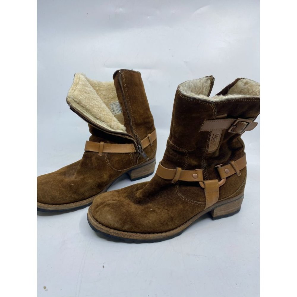 UGG Brown Leather Boots Size 6 - Picture 4 of 10